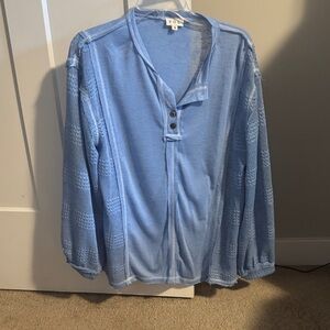 POL Light Blue Sheer Blouse